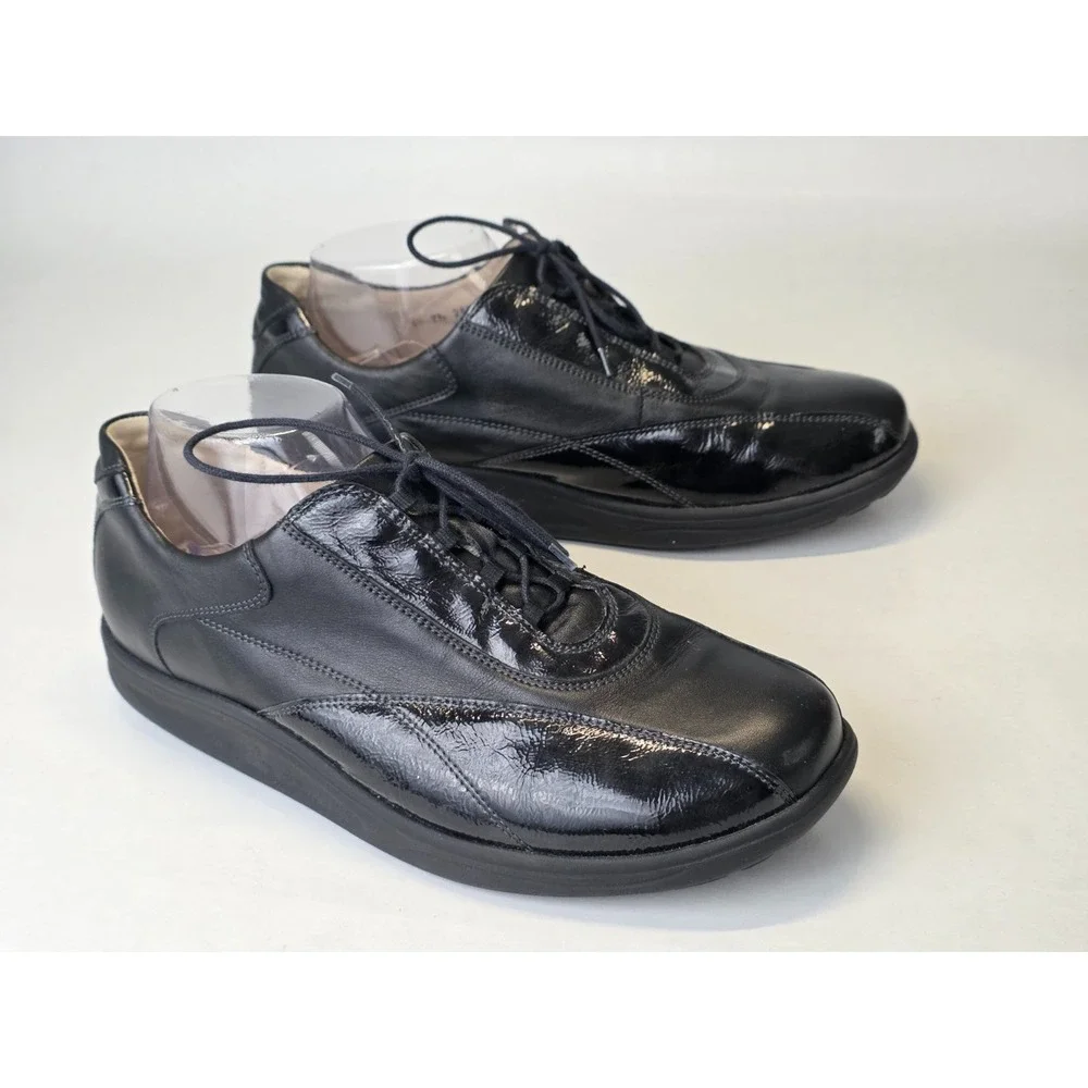 Waldlaufer Men's Sneakers Size 7.5 Black‎ Leather Oxford Walking Classic Shoes